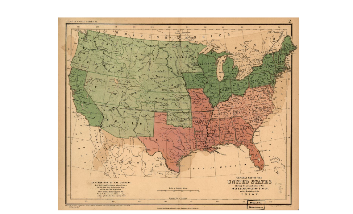SOUTHERN STATES SLAVE MAP 1861 NICHOLAS OHIO PENDLETON PLEASANTS COUNTY WV huge 