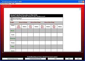 PrintAGlucoseDiary screen with the weekly glucose diary displayed and ready for printing.